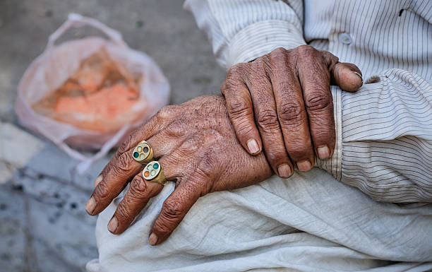 istock Senior's hands in Rajasthan village 155601712