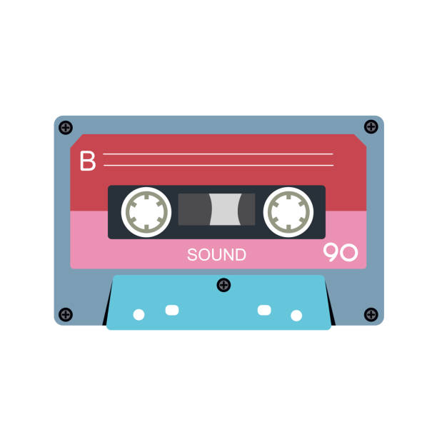 ilustraciones, imágenes clip art, dibujos animados e iconos de stock de cassette de música retro. cinta de dj estéreo, cintas de casetes vintage de los 90 y cinta de audio. casete de reproducción de radio antiguo, casete de mezcla de música rock de los años 1970 o 1980. - radio old fashioned antique yellow