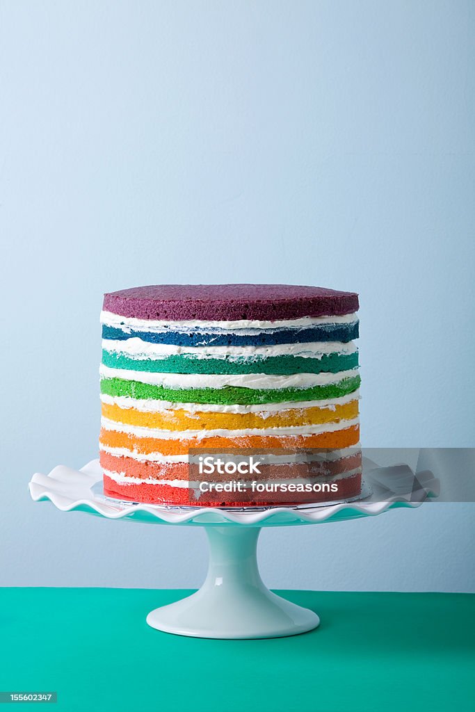 Rainbow Cake 8 layers of colorful rainbow cake Cake Stock Photo