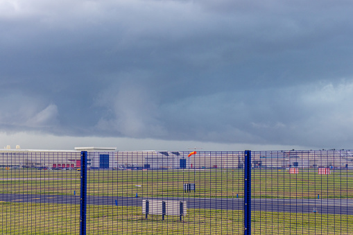 Stoermy skies brewing up to a storm over the airport of Hawarden, in Wales.