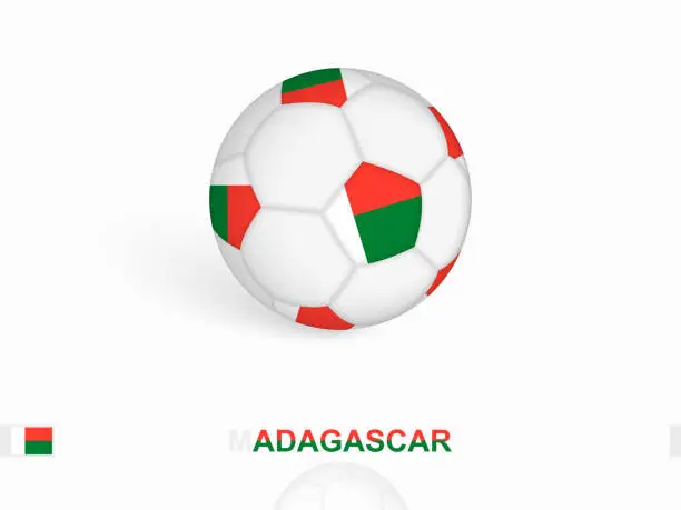 Vector illustration of Soccer ball with the Madagascar flag, football sport equipment.