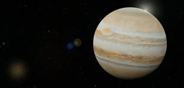 Jupiter the surface of the stars cosmic background planet 3d illustration