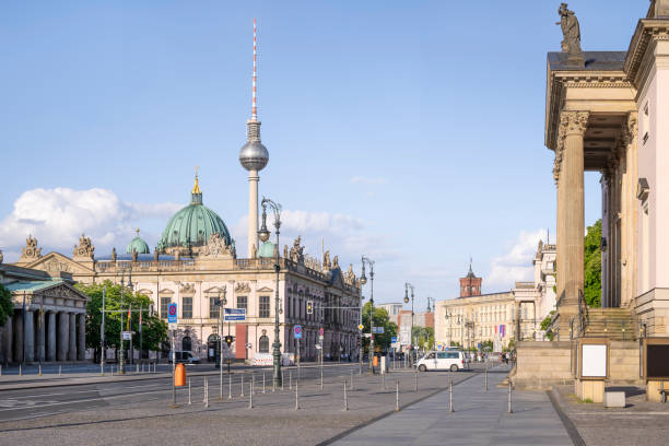 berlin, germany panoramic view at the city center of berlin berlin germany urban road panoramic germany stock pictures, royalty-free photos & images