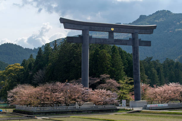 santuario sintoísta kumano hongū taisha a lo largo de la ruta de peregrinación kumano kodo - kumano hongu taisha fotos fotografías e imágenes de stock