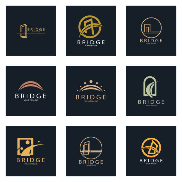 illustrations, cliparts, dessins animés et icônes de modèle de conception d’illustration d’icône vectorielle de logo de pont - bridge connection contemporary suspension bridge