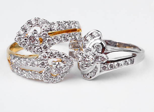 istock Two style of diamond rings. 155616929