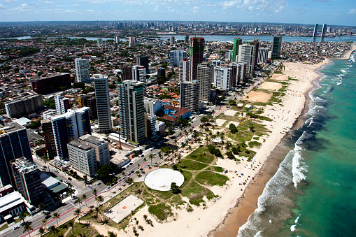 Aerial view of Pina beach, Recife, Pernambuco