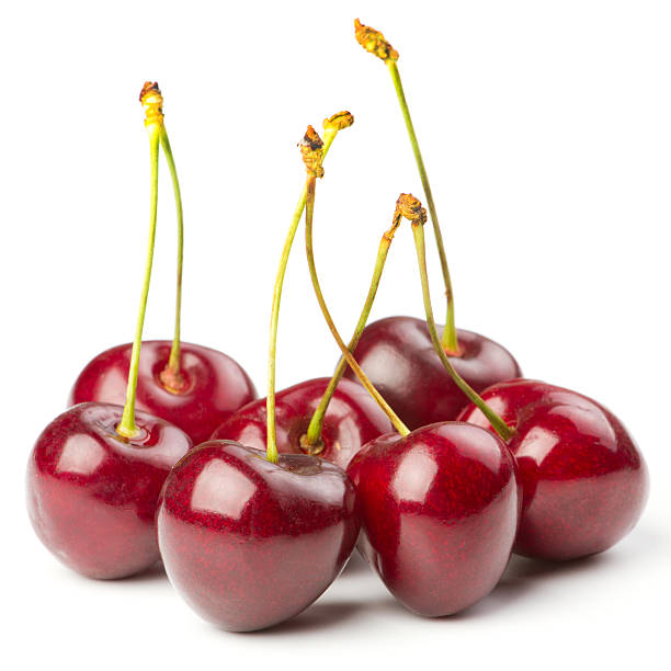 istock Red ripe cherries over white background 155620284