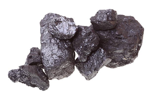 istock Pieces of coal isolated on white background 155620762