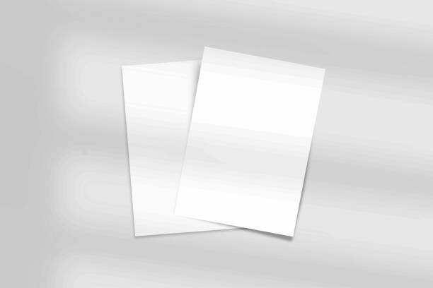 istock Two Blank Mockup A4 Paper Leaflet, Flyer, Broadsheet, Follicle, Presentation with Leaf Shadow overlay. 3D Vector Illustration Isolated On White Background. 1556219495