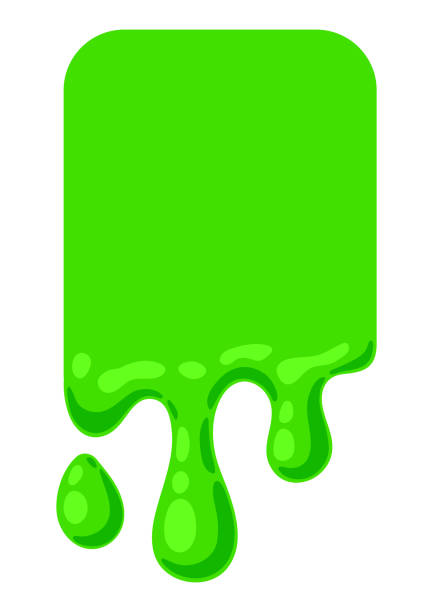 istock Dripping flowing slime. Toxic mucus smudges drips. Leaking paint streak. 1556246620
