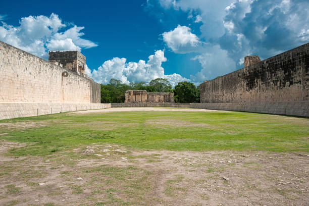 View of Ballgame court or Pok ta Pok in Chichen Itza