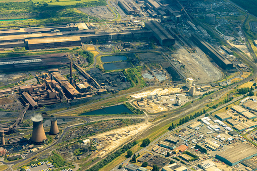 A view of the huge and very important Scunthorpe Steelworks, in North Lincolnshire, United Kingdom.