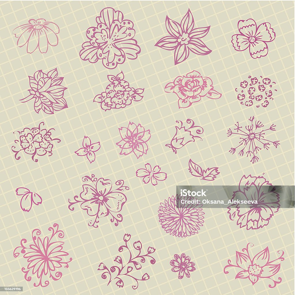 collection of hand-drawn цветы - Векторная графика Абстрактный роялти-фри