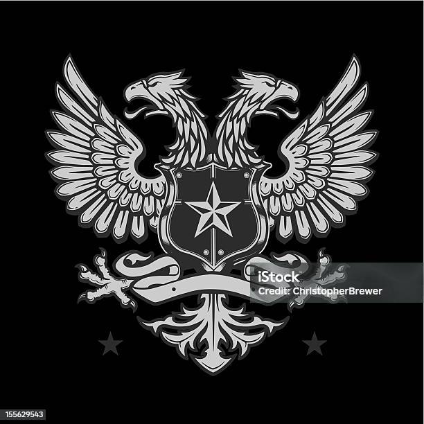 Doubleheaded Eagle Herb Drużyny Na Czarny - Stockowe grafiki wektorowe i więcej obrazów Dwugłowy orzeł - Dwugłowy orzeł, Herb, Orzeł