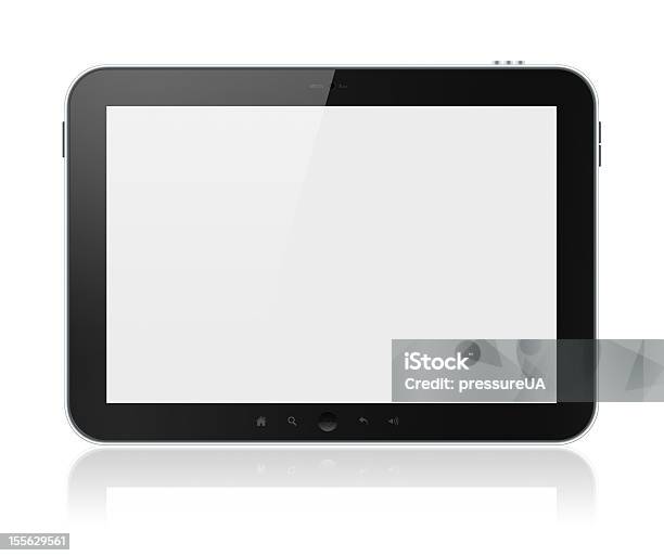 Ordenador Con Pantalla En Blanco Aislado Foto de stock y más banco de imágenes de Tableta digital - Tableta digital, Ordenador portátil, Dispositivo de pantalla