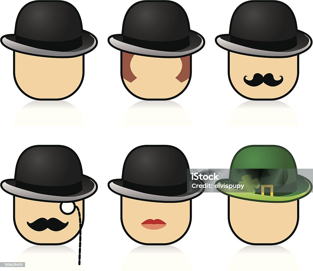 Chapeaux melon et des visages - clipart vectoriel de Adulte libre de droits