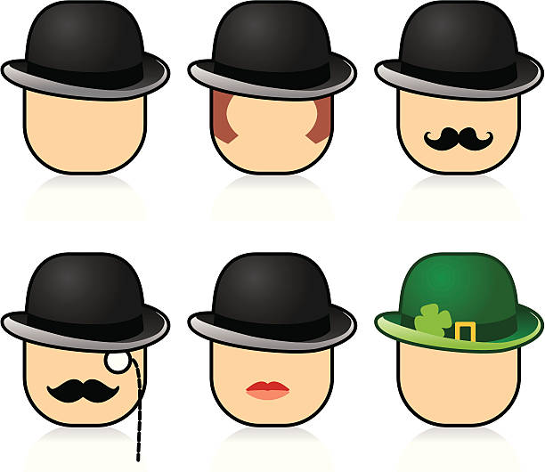 Chapeaux melon et des visages - Illustration vectorielle