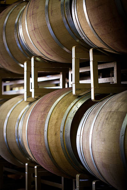 istock Large French Oak Wine Barrels On Racks 155631294