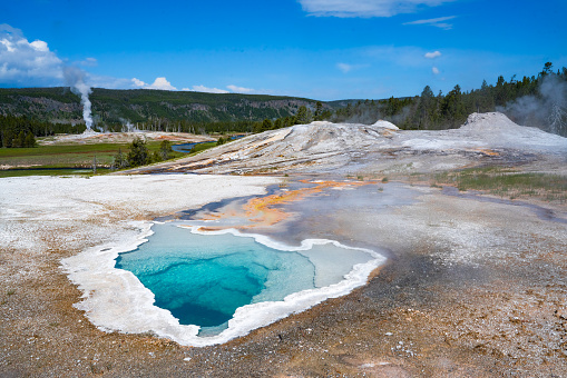 Grand Prismatic Spring, Midway Geyser Basin, Yellowstone National Park, Wyoming, USA