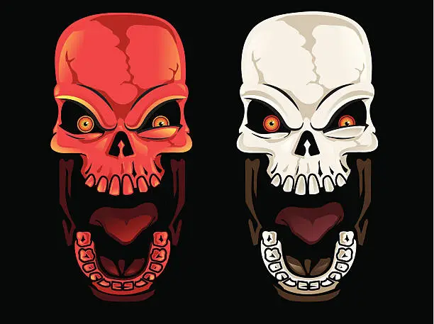 Vector illustration of Screaming Skulls
