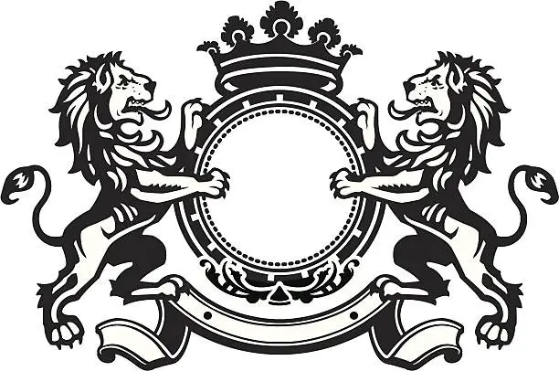 Vector illustration of Heraldic Lion Crest 8