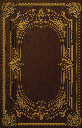 An antique style design made to look like foil printed on a worn leather book. Leather texture can be easily removed. Elements are organized into layers for easy adjustments.