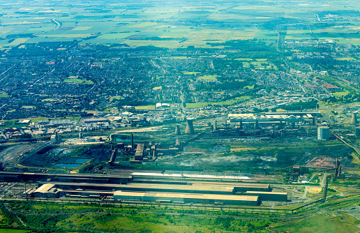 A view of the huge and very important Scunthorpe Steelworks, in North Lincolnshire, United Kingdom.