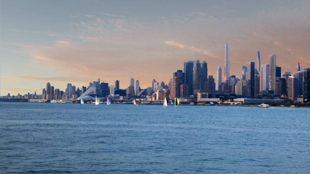 istock Hudson River Regatta and Skyline at Sunset 1556349976