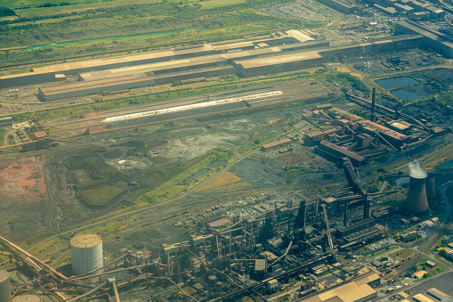 A view of the huge and very important Scunthorpe Steelworks, in North Lincolnshire, United Kingdom.