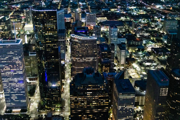 istock Aerial View of Downtown Houston at Night 1556362072