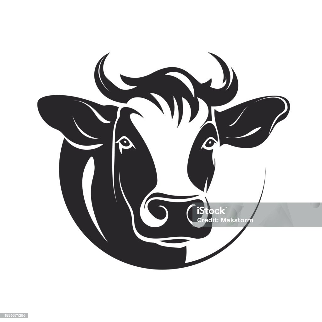 Simbol Sapi Template Simbol Kepala Sapi Minimalis Ilustrasi Vektor Hitam Putih ...
