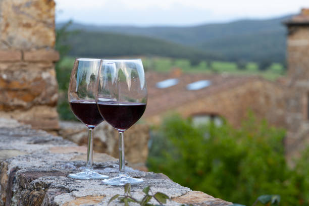 istock Two glasses of red wine 1556406732