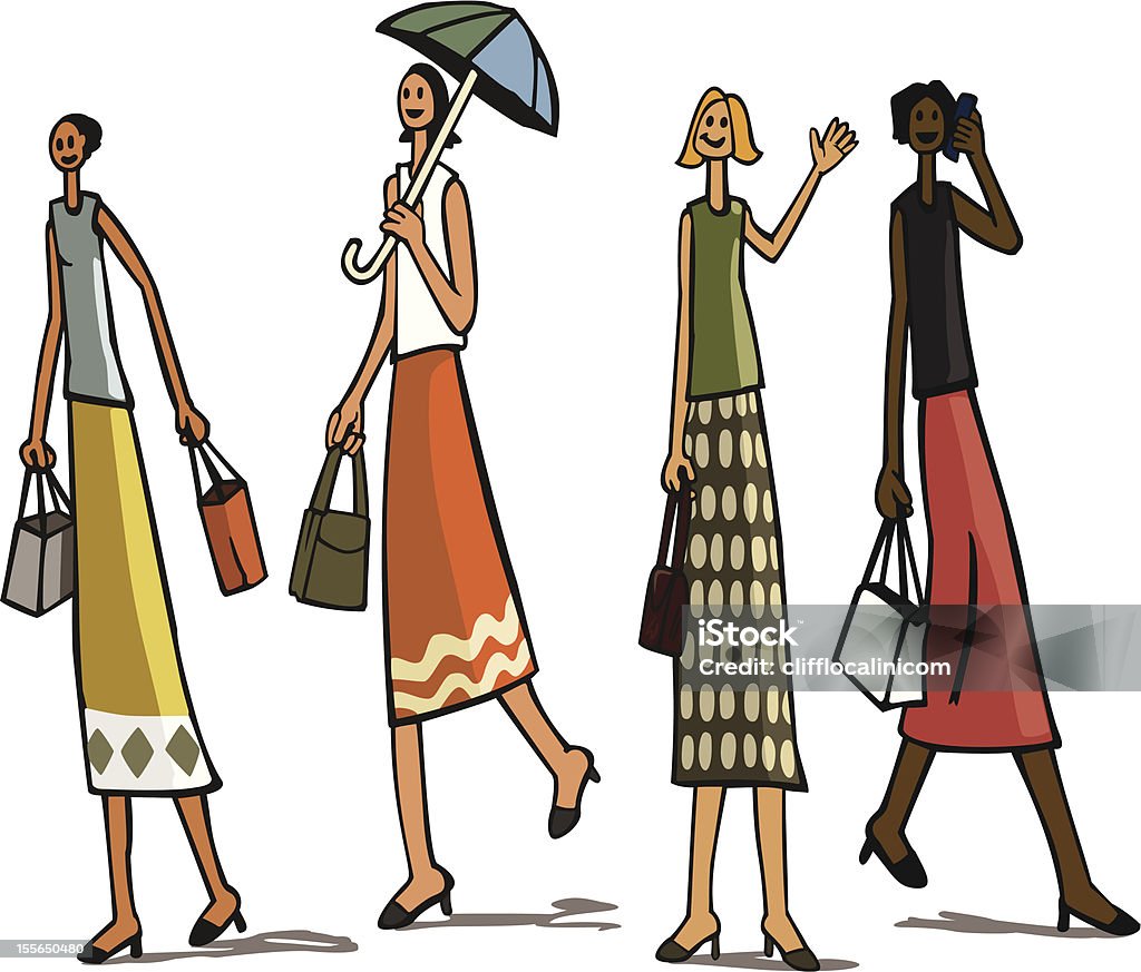 Mulheres compras cidade - Vetor de Adulto royalty-free