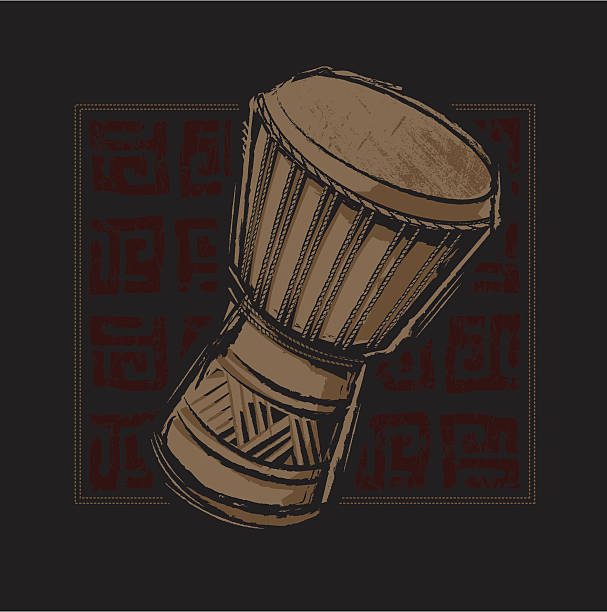 ilustrações, clipart, desenhos animados e ícones de djembe tambor africano - bateria instrumento de percussão