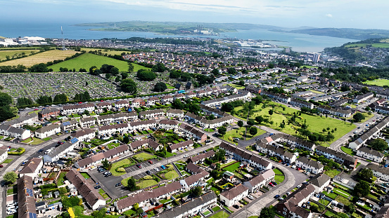 Aerial Photo of Residential homes in Larne County Antrim in Northern Ireland