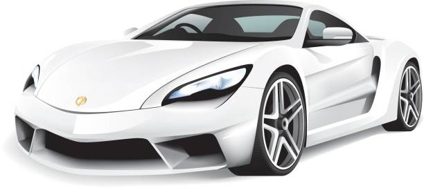 Sports Car A generic white shiny sports car illustrated in vector format. EPS 10 file format, no transparency. audi stock illustrations