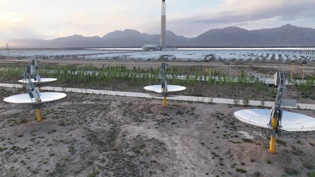 Solar powered butterfly power station at sunset