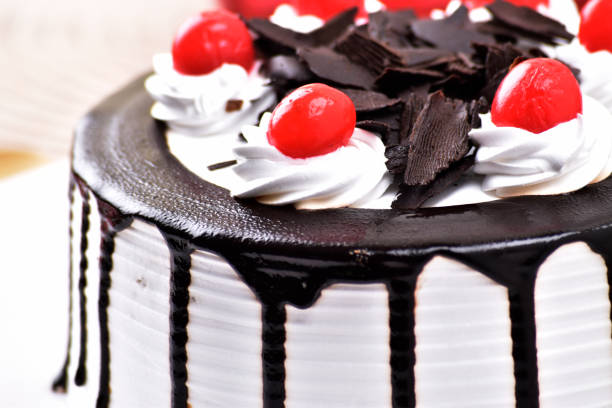 istock Closeup of chocolate cherry cake 1556582305