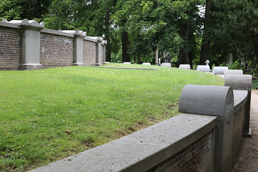 Cemetery of Utrecht, Netherlands with grave monuments