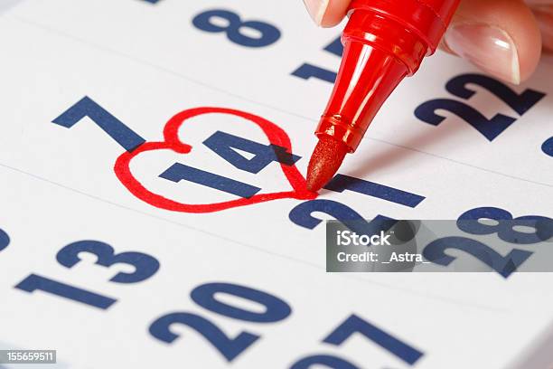 Día De San Valentín 14 De Febrero De Calendario Foto de stock y más banco de imágenes de Acontecimiento - Acontecimiento, Amor - Sentimiento, Aniversario