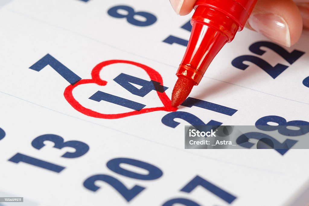 San Valentino 14 febbraio-Calendario - Foto stock royalty-free di Agenda