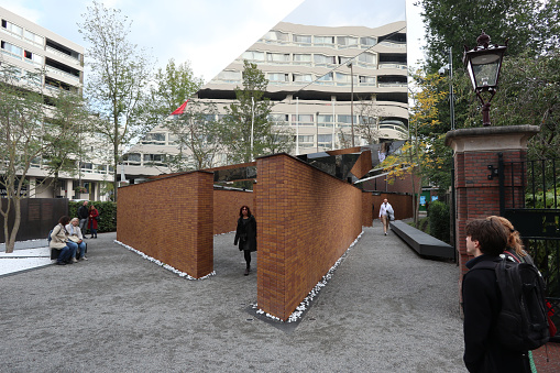 The National Holocaust Names Monument at the Weesperstraat in Amsterdam, the Netherlands