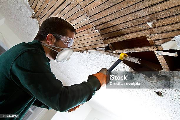 Ceiling Demolition Stock Photo - Download Image Now - Restoring, Domestic Life, Home Interior