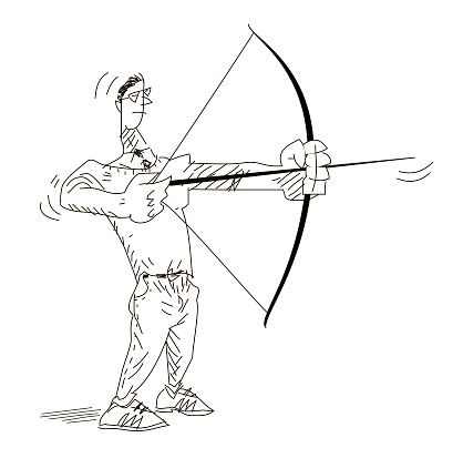 Vector Man Shooting Arrows with a Bow