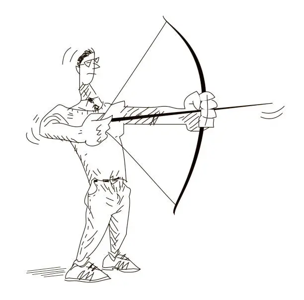 Vector illustration of Man shooting arrows with a bow