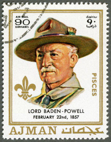 Postage stamp Ajman 1970 stamp printed in Ajman shows Robert Baden-Powell (1857-1941), circa 1970