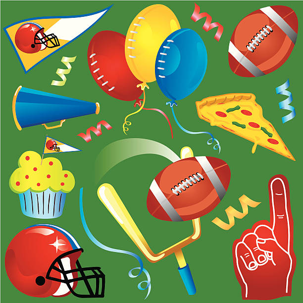 ilustrações de stock, clip art, desenhos animados e ícones de ícones clipart de futebol - fan football sport tailgate party