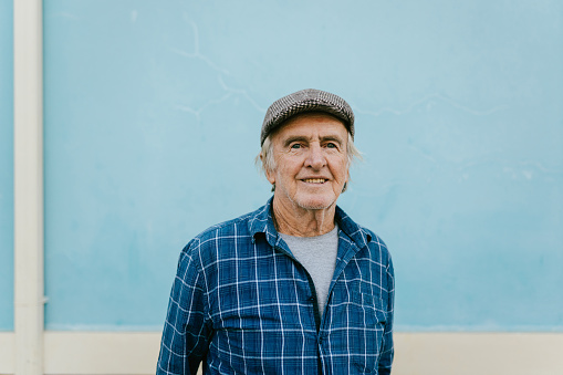 Portrait of an elderly man wearing a beret