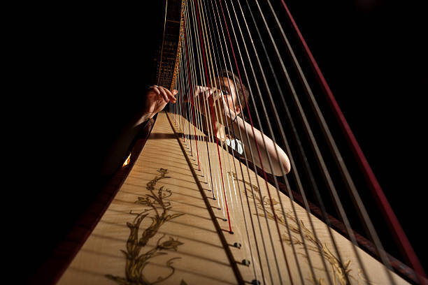 Harp player stock photo